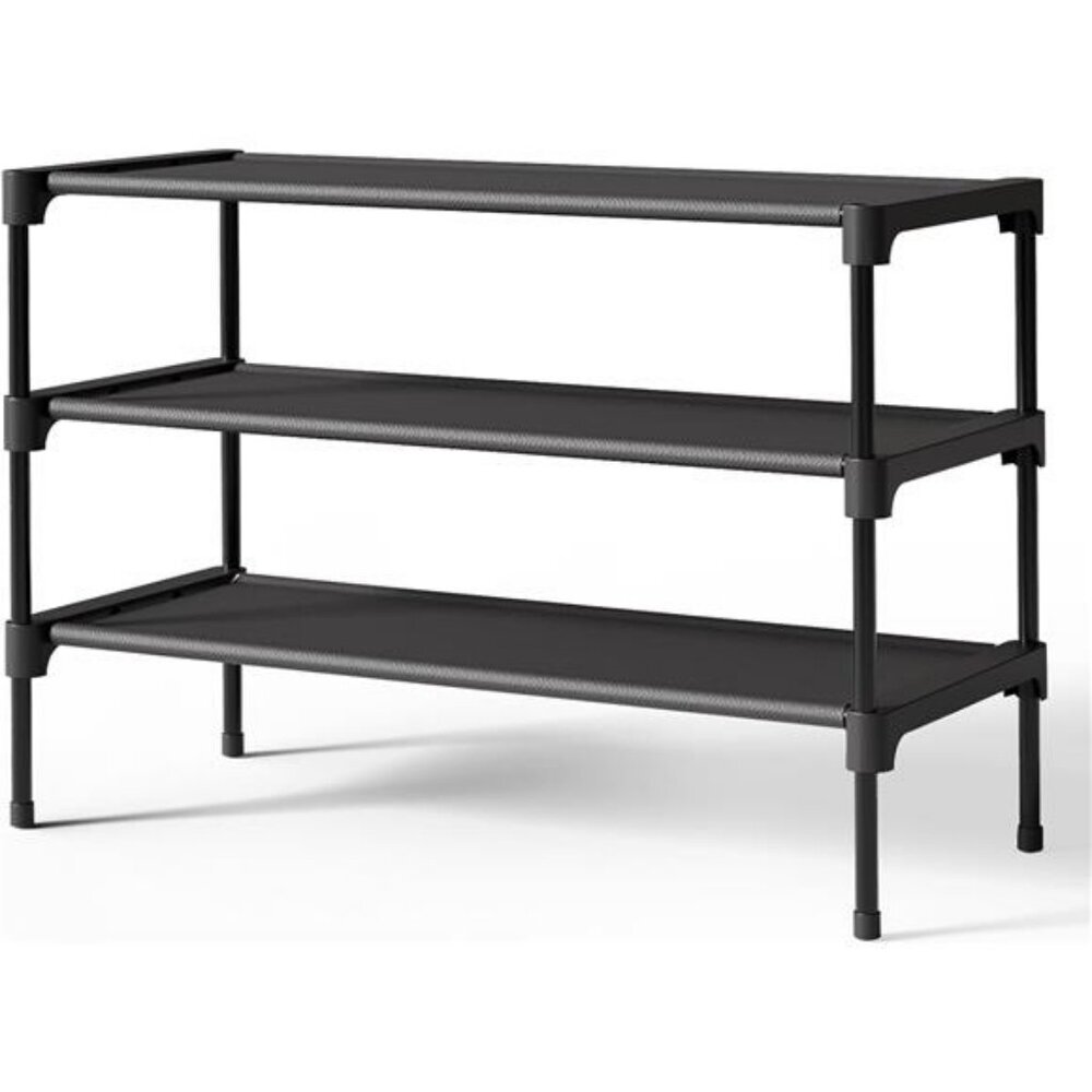 Black Stackable Shoe Rack Organizer Shelf for Closet Entryway Garage Storage
